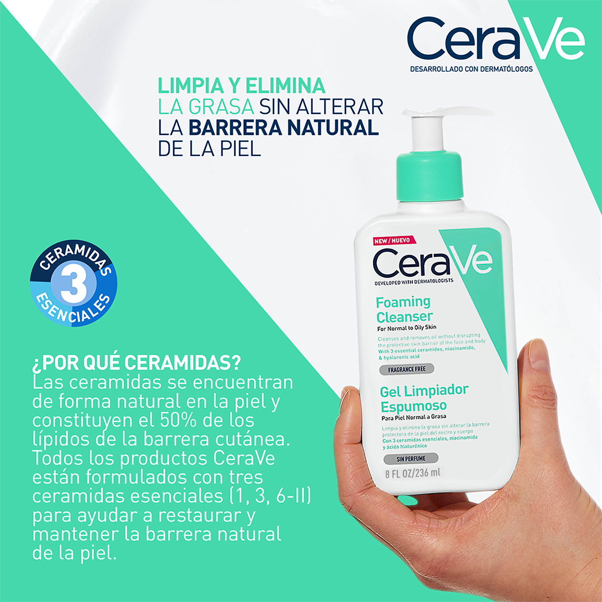 CeraVe Gel Limpiador espumoso 236ml