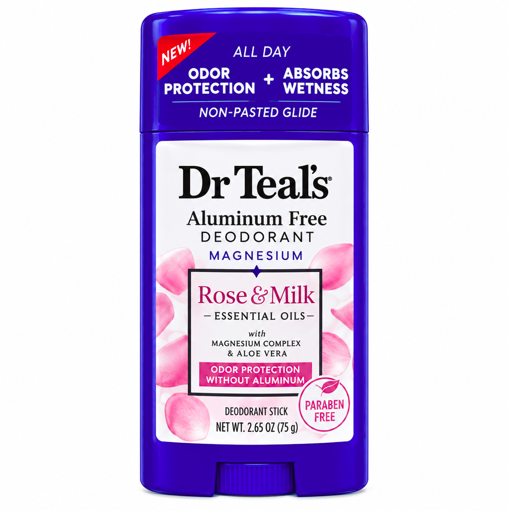 DR Teals desodorante barra rose milk libre aluminio 75 gramos